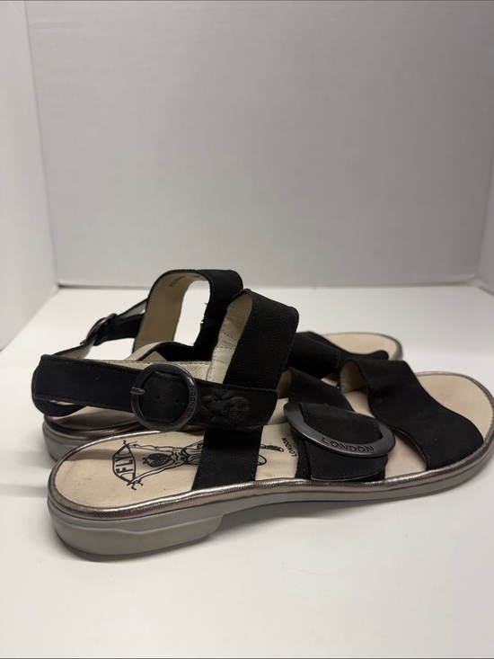Fly London Shoes - Fly London Codo Sandals Leather Suede Open Toe Strappy Ankle Strap Black Size 39
